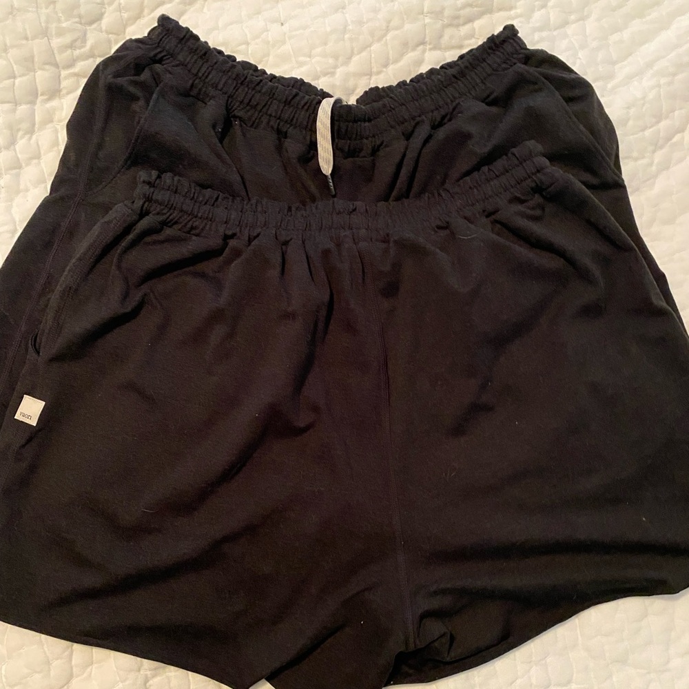 Two pairs of black Vuori shorts